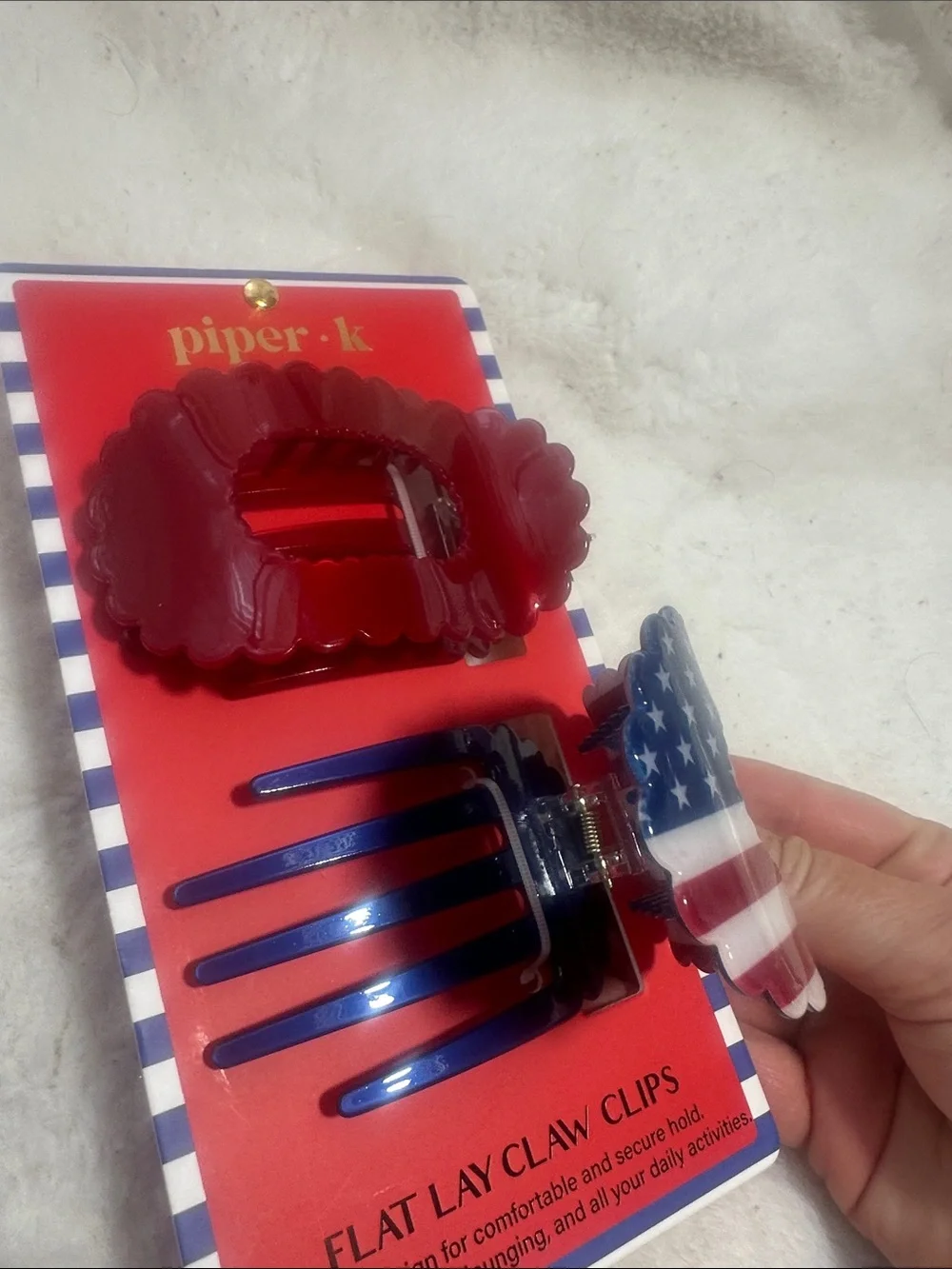 Piper K patriotic flat lay claw clips set of 2